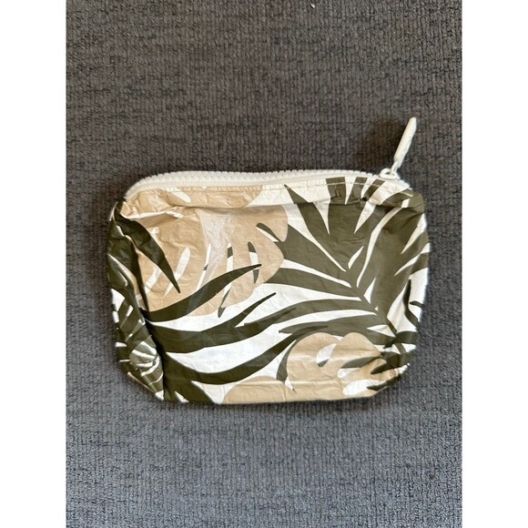 Aloha Collection Coated Tyvek Hawaiian Tropical Monstera Cosmetic Bag Mini Pouch - Picture 3 of 4